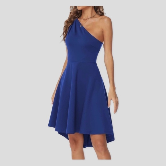 SARIN MATHEWS One Shoulder A-Line Royal Blue Dress NWT Size L - Picture 1 of 10